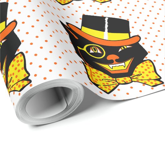  Halloween Cat in Top Hat Cadeaupapier (Rol Hoek)