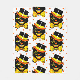  Halloween Cat in Top Hat Fleece Deken