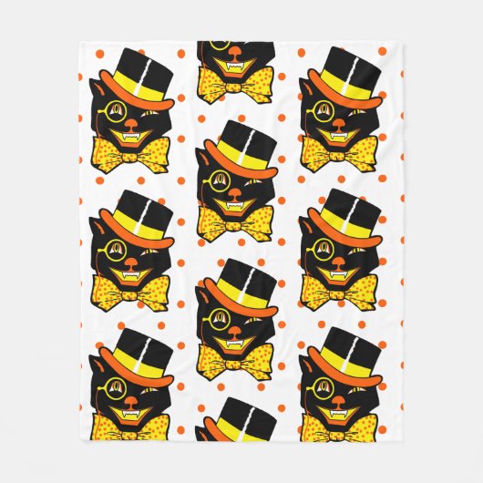  Halloween Cat in Top Hat Fleece Deken (Voorkant)