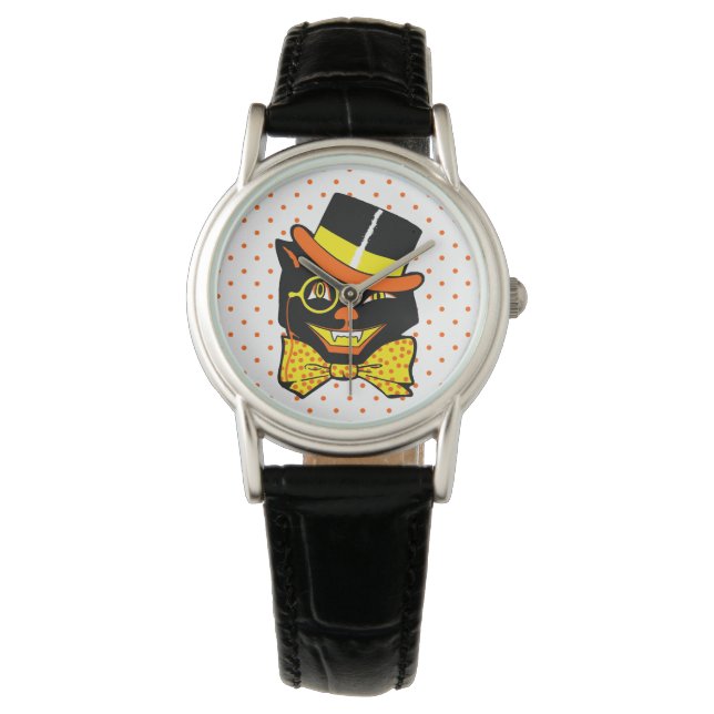  Halloween Cat in Top Hat Horloge (Voorkant)