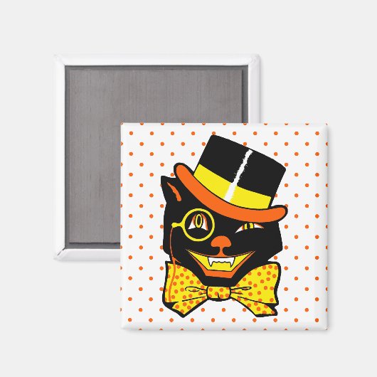  Halloween Cat in Top Hat Magneet (Voorkant / Achterkant)