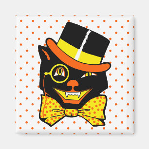 Halloween Cat in Top Hat Magneet