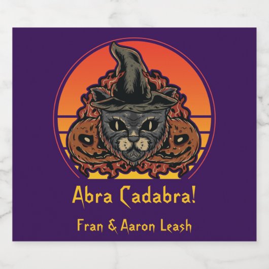 Halloween Cat in Witch Pet Abra Cadabra  Bier Etiket (Enkel label)