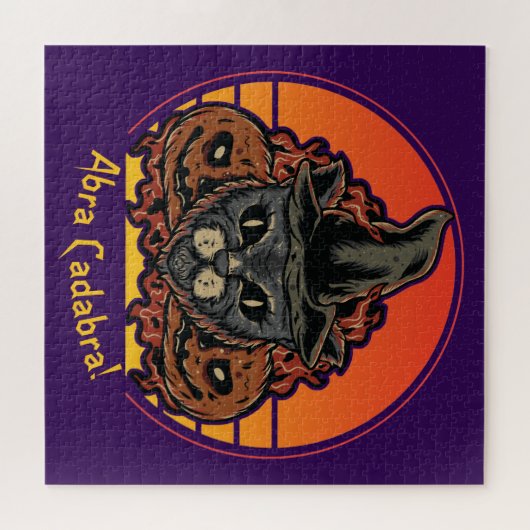 Halloween Cat in Witch Pet Abra Cadabra  Legpuzzel (Horizontaal)