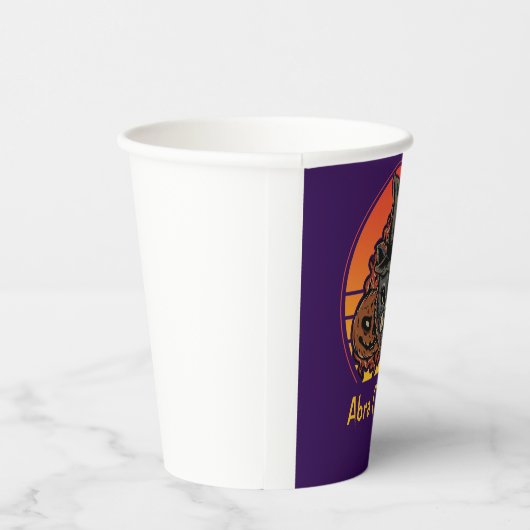 Halloween Cat in Witch Pet Abra Cadabra Papieren Bekers (Rechts)