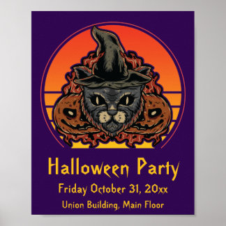 Halloween Cat in Witch Pet Abra Cadabra Poster