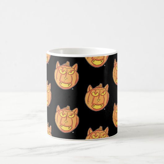 Halloween Cat Jack-o-Lantern Cartoon Pattern Art Koffiemok (Center)
