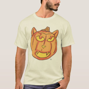 Halloween Cat Jack-o-Lantern Pumpkin Cartoon Art T-shirt