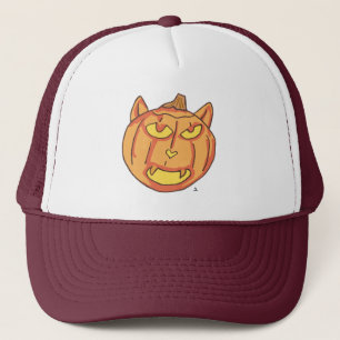 Halloween Cat Jack-o-Lantern Pumpkin Cartoon Fun Trucker Pet