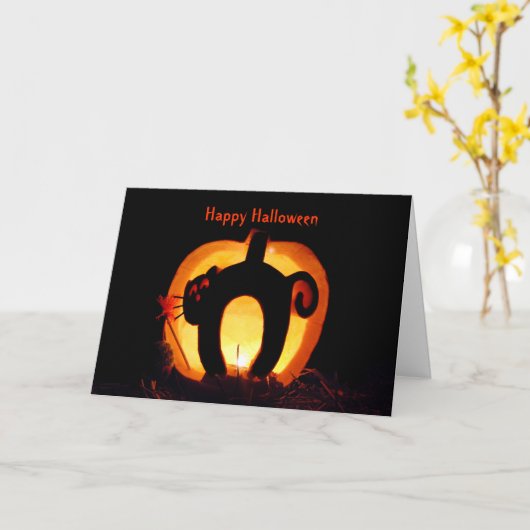 Halloween Cat Kaart (Gele Bloem)