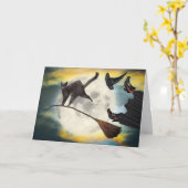 Halloween Cat Kaart Grappig Schattige Schattig Bes (Gele Bloem)