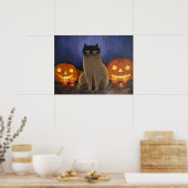 Halloween Cat Mask & Jack-o'-lantern Wall Art Poster (Keuken)