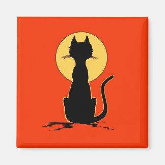 Halloween Cat met maan ~ Magneet