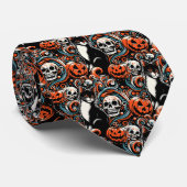 Halloween Cat met pompoenen Stropdas (Opgerold)