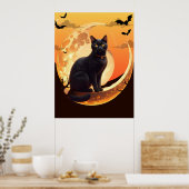 Halloween Cat Modern Poster (Keuken)