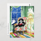 Halloween Cat Mouse Ghosts postcard Briefkaart (Voorkant / Achterkant)