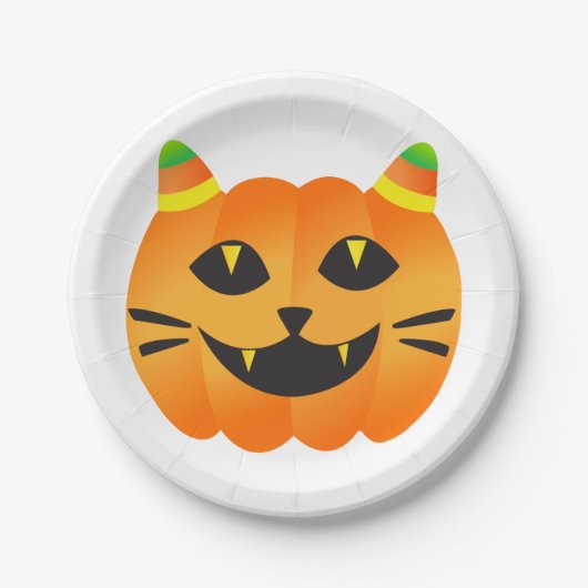 Halloween Cat-o''-Lantern Papieren Bordje (Voorkant)