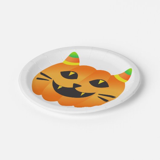 Halloween Cat-o''-Lantern Papieren Bordje (Gekanteld)