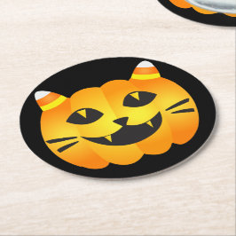 Halloween Cat-o''-Lantern Ronde Kartonnen Onderzetter