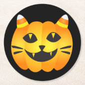 Halloween Cat-o''-Lantern Ronde Kartonnen Onderzetter (Voorkant)