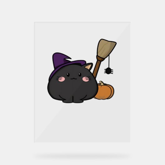 Halloween Cat Oversized T-shirt Acryl Bord (Voorkant)