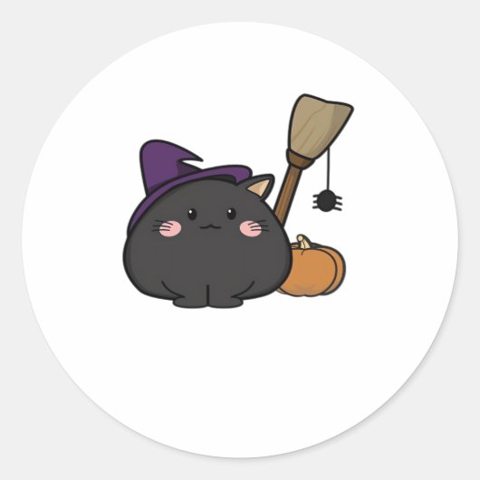 Halloween Cat Oversized T-shirt Ronde Sticker (Voorkant)