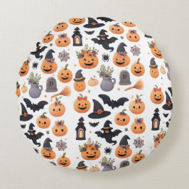 Halloween Cat Parade Throw Pillow Rond Kussen