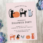 Halloween Cat Party Invitation Briefkaart
