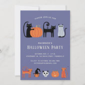 Halloween Cat Party Kaart (Voorkant)