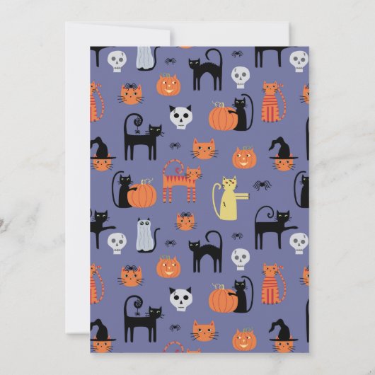 Halloween Cat Party Kaart (Achterkant)
