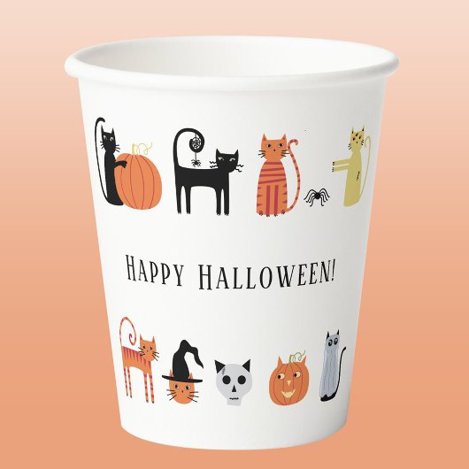 Halloween Cat Party Papieren Bekers