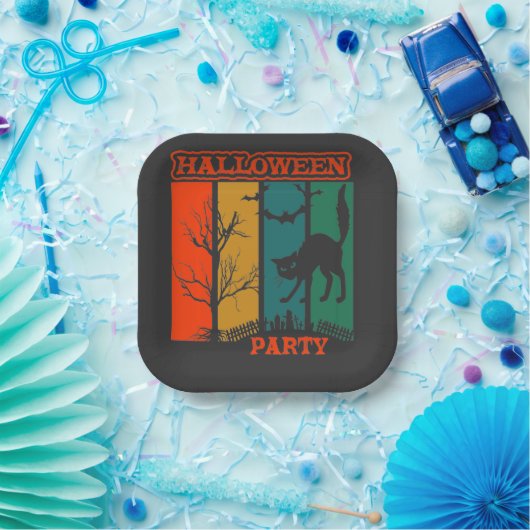 Halloween Cat Party Papieren Bordje (Feest)