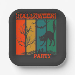Halloween Cat Party Papieren Bordje