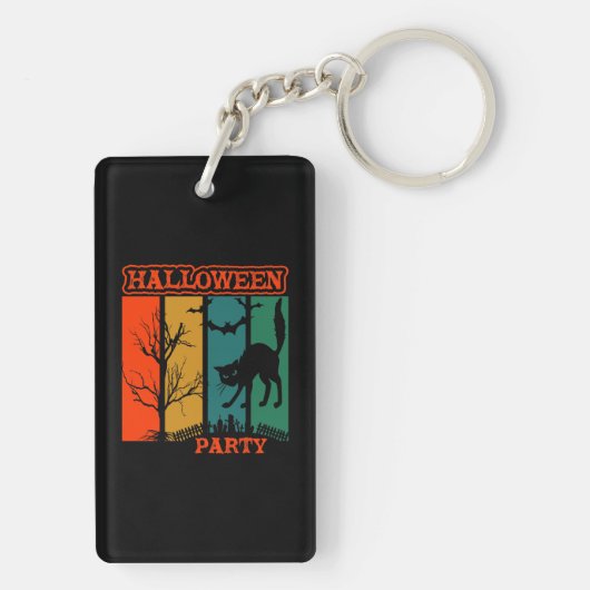 Halloween Cat Party Sleutelhanger (achterkant)