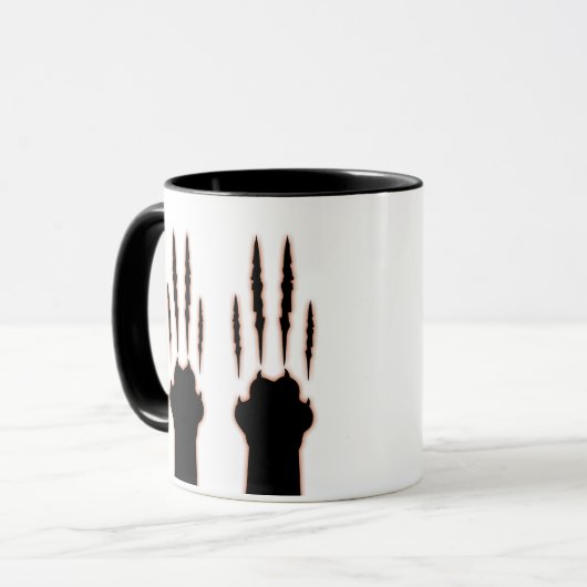 Halloween Cat Paw Claw Marks Kat krassen Mok (Voorkant links)