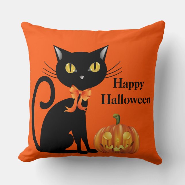 Halloween Cat Pillow Kussen (Voorkant)