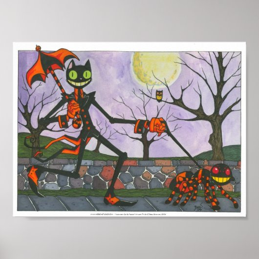 "Halloween Cat & Pocket" afdrukken Poster (Voorkant)