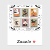 Halloween Cat Postzegel Collectie T-s Sticker (Vel)