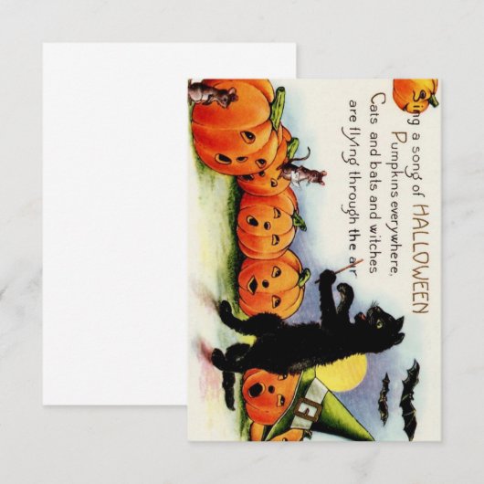  Halloween Cat Pumpkin Flat Hartelijk dank Bedankkaart (Voorkant / Achterkant)