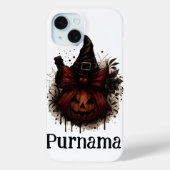 Halloween Cat Pumpkin iPhone Case – Witchy Herfst (Achterkant)