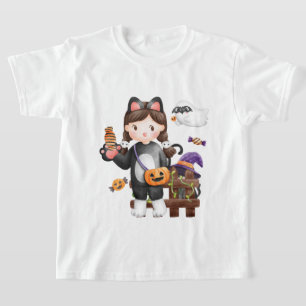 Halloween Cat Pumpkin kinder boe T-shirt