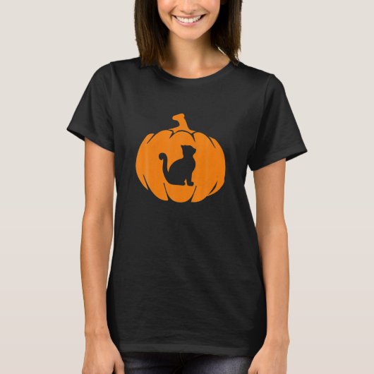 Halloween Cat Pumpkin Kitten T-shirt (Voorkant)