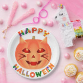 Halloween Cat Pumpkin Papieren Bordje (Feest)