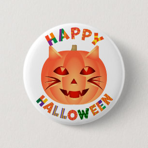Halloween Cat Pumpkin Ronde Button 5,7 Cm