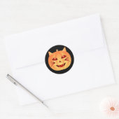 Halloween Cat Pumpkin Ronde Sticker (Envelop)