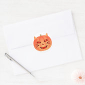 Halloween Cat Pumpkin Ronde Sticker (Envelop)