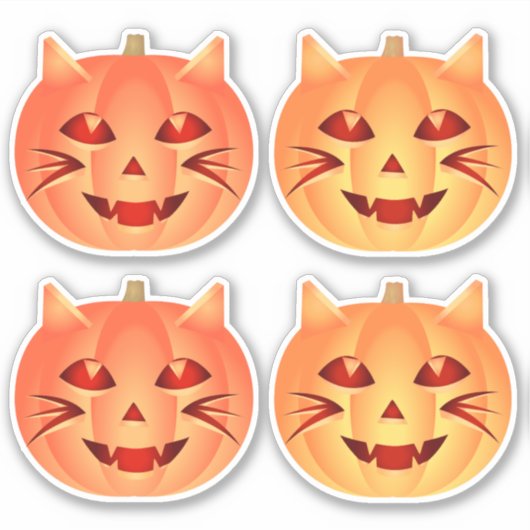 Halloween Cat Pumpkin Sticker (Voorkant)