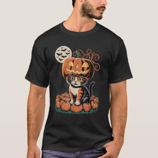 Halloween Cat Pumpkin T-shirt