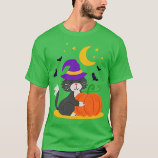 Halloween Cat Pumpkin T-shirt