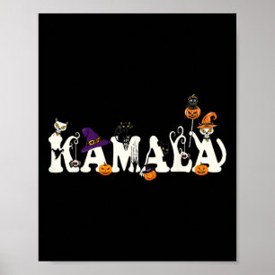 Halloween Cat Pumpkin Witch Pet Lover Kamala Haris Poster
